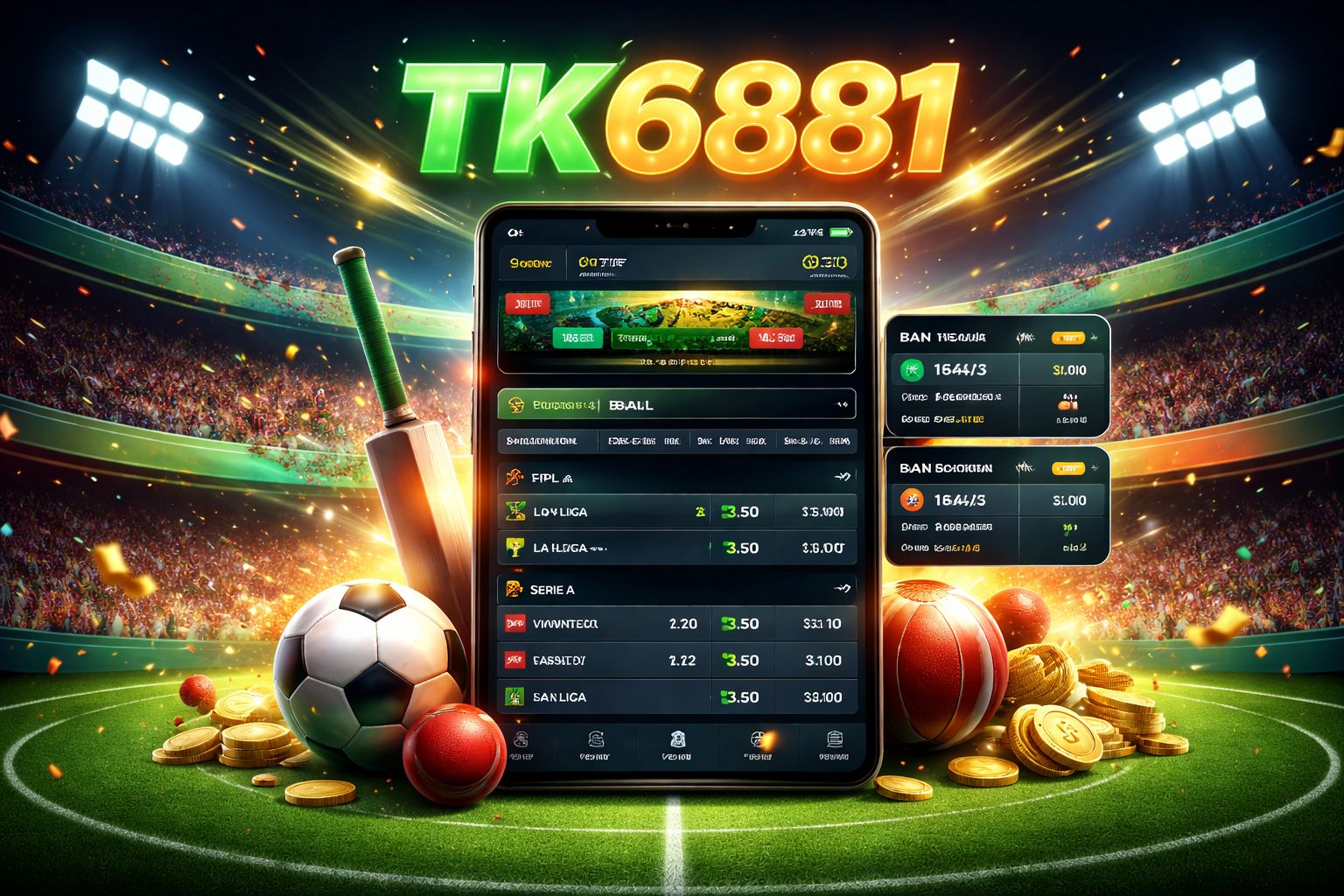 TK6881 Betting mobile sportsbook with live cricket odds and match markets