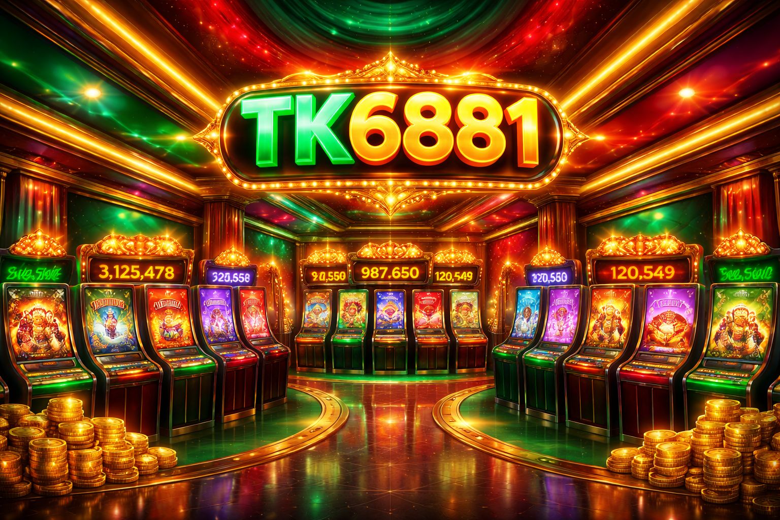 TK6881 slot lobby with colourful reel games and jackpot panels